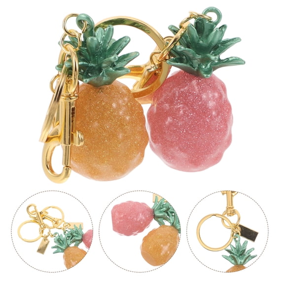 TEHAUX 2Pcs Stylish Pineapple Keychain Bag Pendants Durable Metal Clasp for Accessories