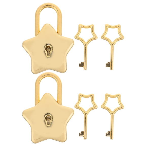 TEHAUX 2-Pack Star Shaped Metal Padlocks with Keys for Notebook, Diary, Box - Decorative