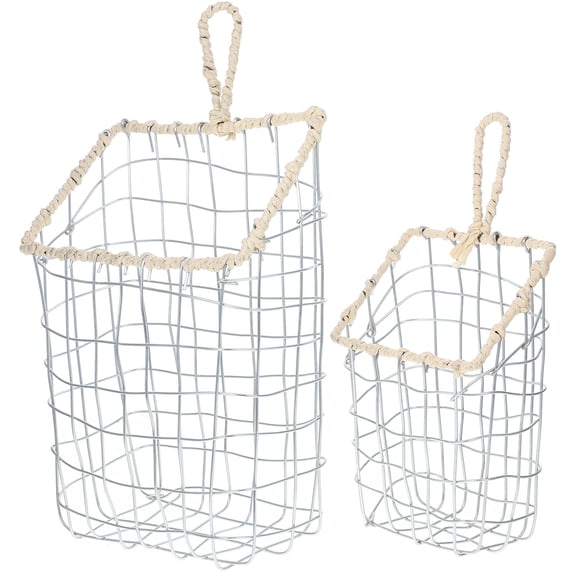 TEHAUX 2-Pack Iron Wire Hanging Storage Baskets for Kitchen, Pantry, Fruits, Bread, Snacks, and Home Organization