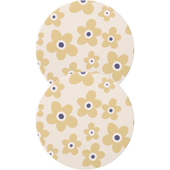 TEHAUX White Round Pottery Cup Pads Set of 2 Decorative for Home Kitchen Table