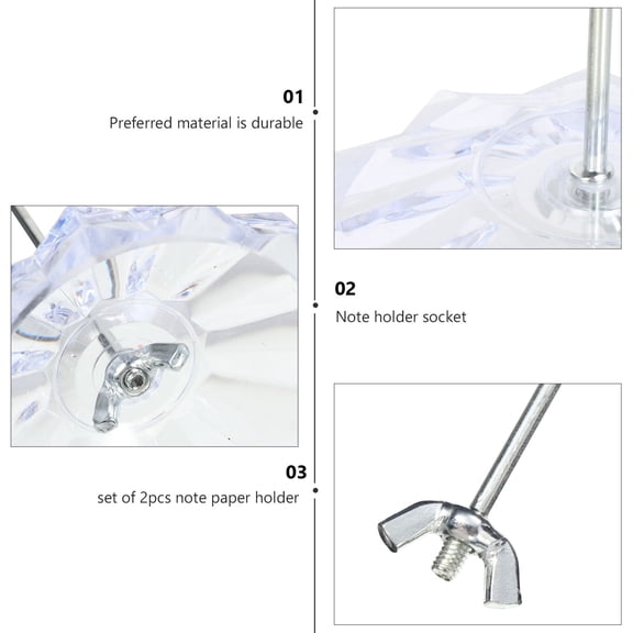 TEHAUX 2Pcs Paper Memo Holder with Transparent Anti Corrosive Spike for Desk Use