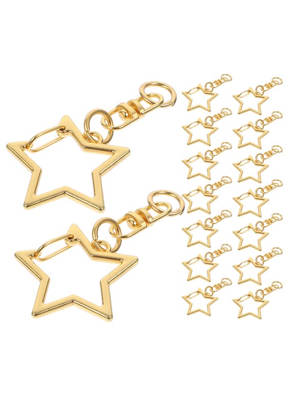 Durable Golden Star Keychains Secure Structure for Crafting Projects 30Pcs