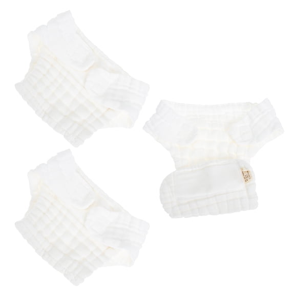 TEHAUX 3Pcs White Cotton Cloth Diapers Washable Reusable Comfortable Fit