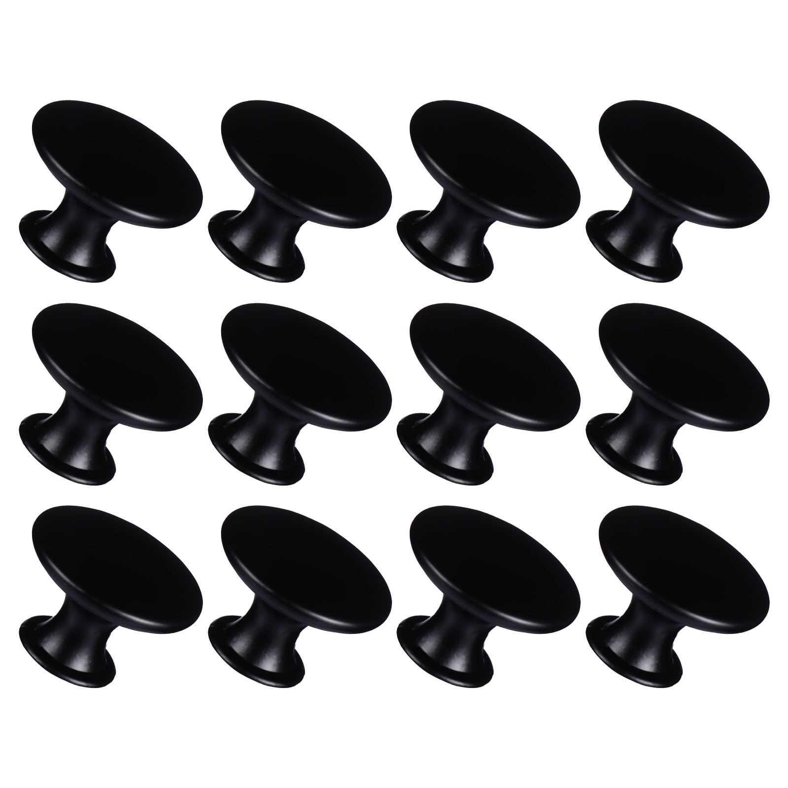 TEHAUX Kitchen Renovation Pull Handle Round Shape Iron Black 12pcs 1.1x1.1in