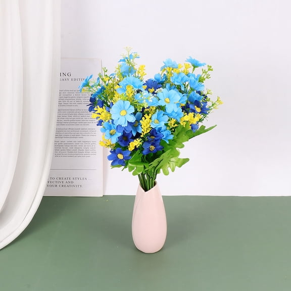 TEHAUX Artificial Daisy Bouquet Blue for Wedding and Home Decor 3Pcs