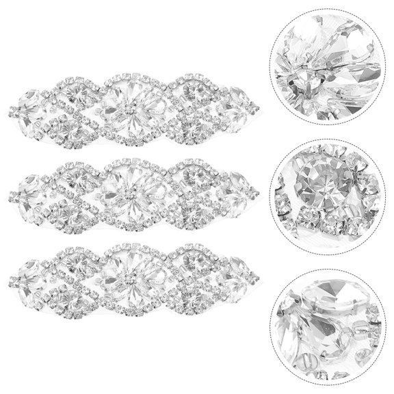TEHAUX 3Pcs Decorative Rhinestone Embroidered Back Patches Iron on Repair for Coats Jeans and Backpacks
