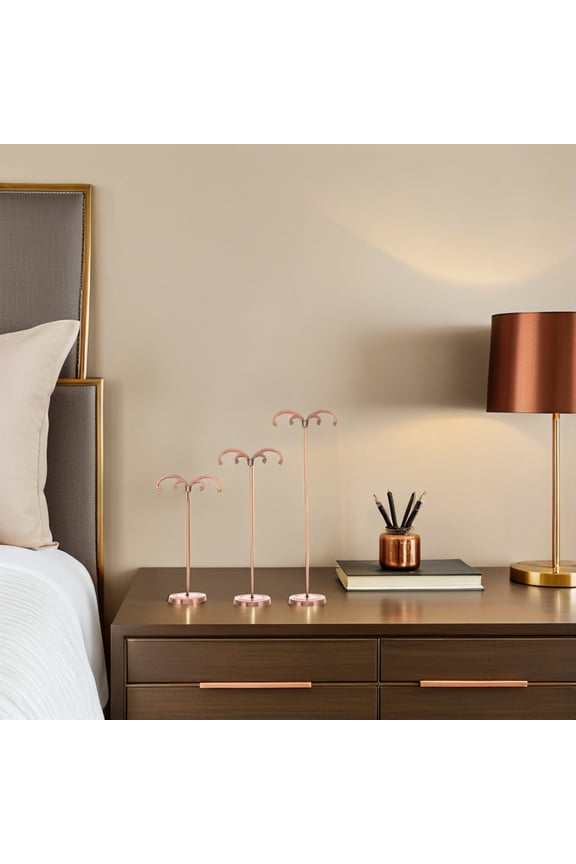 3Pcs Versatile Metal Earring Holder Stand in Dark Red for Stylish Jewelry Presentation