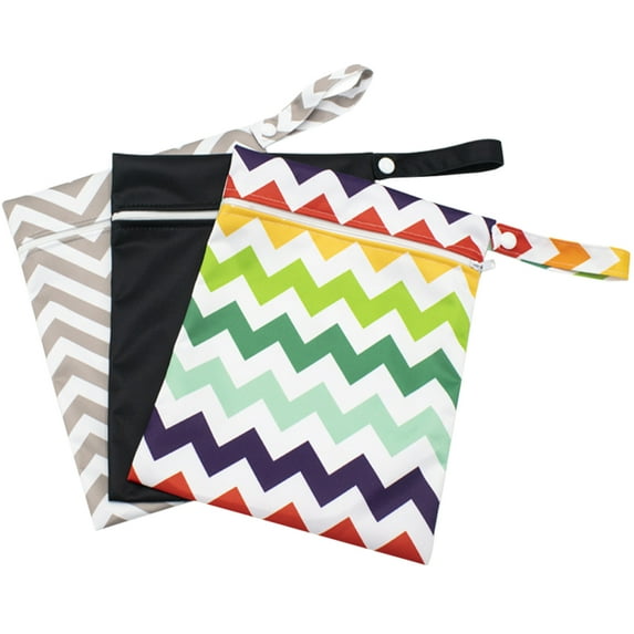 TEHAUX 3-Piece Small Makeup Bag Set, Polyester Travel Organizer Pouches for Cosmetics, Diapers, and Accessories, Assorted Colors