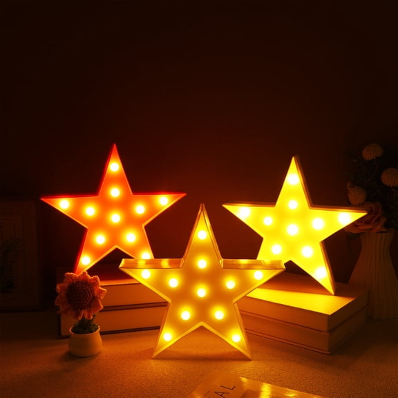 TEHAUX Cute Star Marquee Lights Multi-Color Plastic for Room and Event 3Pcs