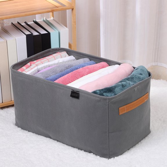 TEHAUX 3Pcs Sweater Organizer Grey Clothes Storage Box with Stackable Fabric Design for Closet