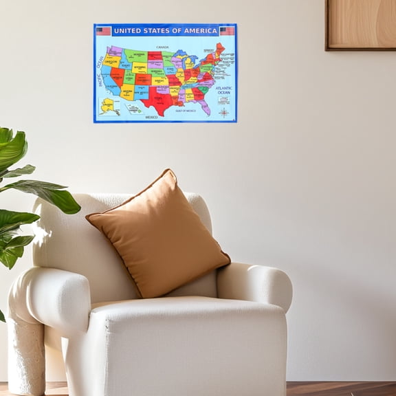 TEHAUX Usa Map Poster Assorted Color High Definition Printing Home Use 3Pcs