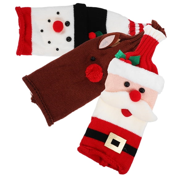 TEHAUX 3Pcs Lovely Wine Bottle Clothes Christmas Accessory Reusable Polyacrylonitrile Fibre
