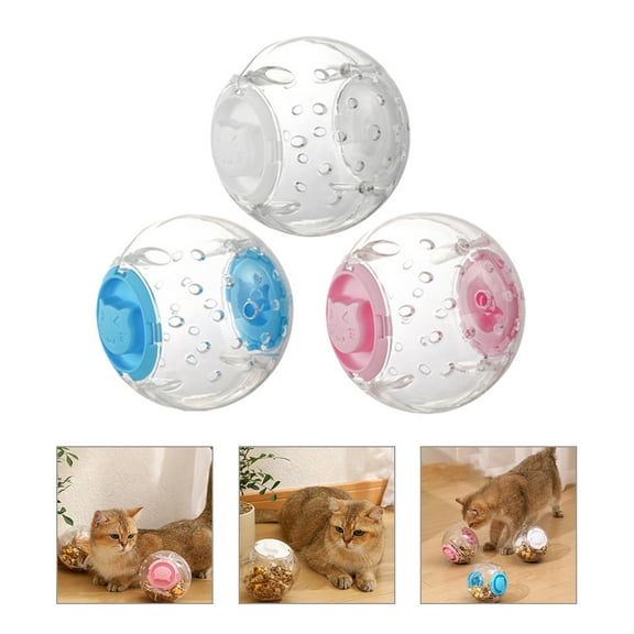 TEHAUX 3pcs Hollow Pet Cat Interactive Toy Dog Treat Dispensing Toy Pet Slow Feeding Ball