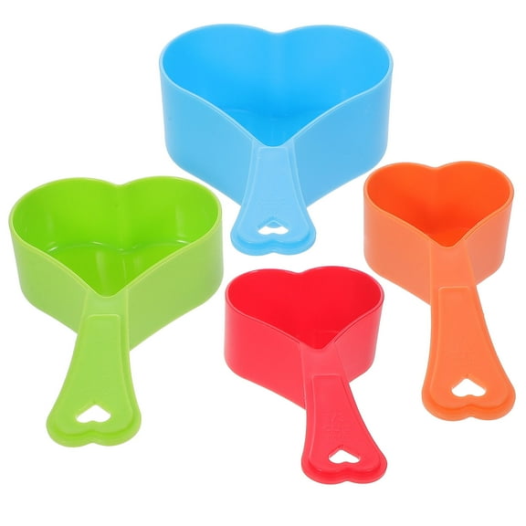 TEHAUX 4Pcs Heart Shaped Measuring Spoon Set For Home Cooking And Baking With Stackable And Hanging Features
