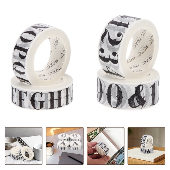 TEHAUX 4 Rolls Decorative Washi Tape Set Self-Adhesive Multi-Purpose for Planner Journal Scrapbook with Retro Design