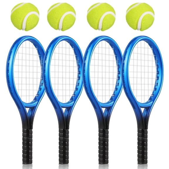 TEHAUX Childrens Hand Held Tennis Racket Portable Toy 4 Sets Multi