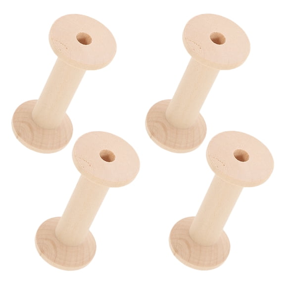 TEHAUX Beige Wooden Bobbin Set Practical Sewing Organizer for Home Crafts 4Pcs