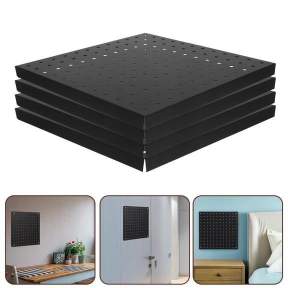 TEHAUX 4-Pack Black Metal Pegboard Storage Rack Wall-Mounted Tool Organizer for Garage and Home Workshop