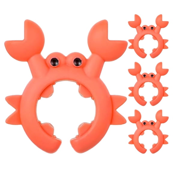 TEHAUX 4Pcs Multi Use Orange Crab Cooking Utensil Stand with Lid Support