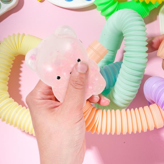 TEHAUX 4-Pack Bear Squeeze Stress Relief Toys Multi-Colored Soft Toys for Office and Home Use