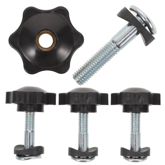 TEHAUX 4Pcs Lawn Mower Handle Bolt and Knob Set Universal Black Screws and Nuts for Mower Accessories