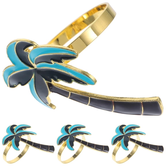 TEHAUX 4Pcs Napkin Rings Hawaii Coconut Tree Shape Table Decoration Families