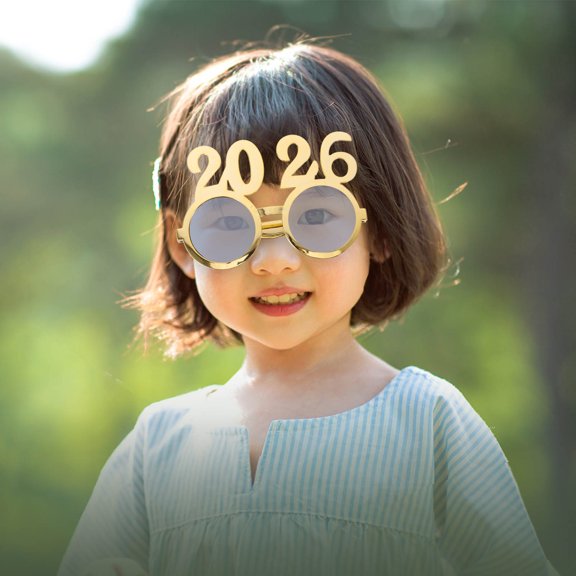 TEHAUX 4-Pack 2026 Party Sunglasses Assorted Colors Novelty Eyewear for New Year's Eve Photo Booth Props