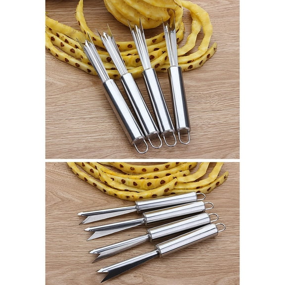 TEHAUX 4Pcs Pineapple Trim Tool Stainless Steel V Shaped For Home Use And Hiking