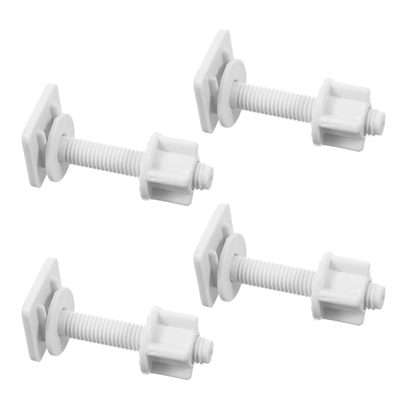 TEHAUX 4Pcs White Plastic Toilet Seat Hinge Replacement Screws Bolts ABS Durable Hardware