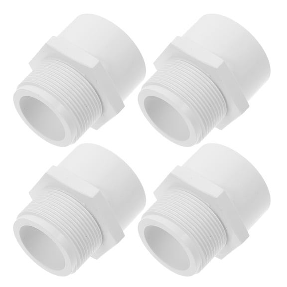 TEHAUX 4Pcs White PVC Pipe Adapter Connectors Male Threaded Coupling for Water Pipes