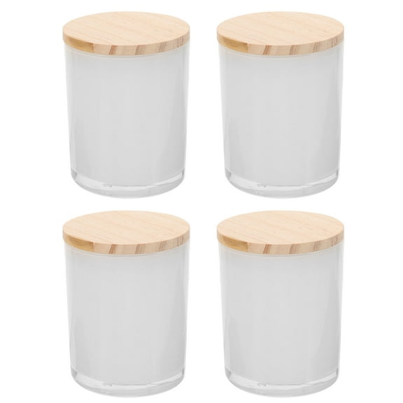 TEHAUX 4pcs Glass Candle Cups with Lids Table Centerpieces Empty DIY Tea Light Candles Container