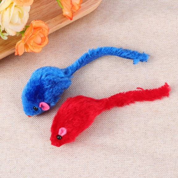 TEHAUX 5 Pcs Squeaky Cat Toy Mouse Plush Assorted Color Stimulates Natural Instincts Indoor Playtime