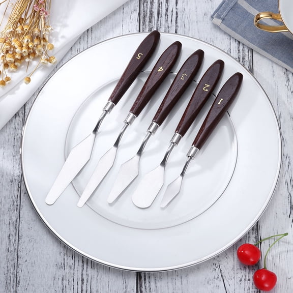 TEHAUX 5 Pcs Watercolor Painting Tool Stainless Steel Random Handle Color For Painting Lovers