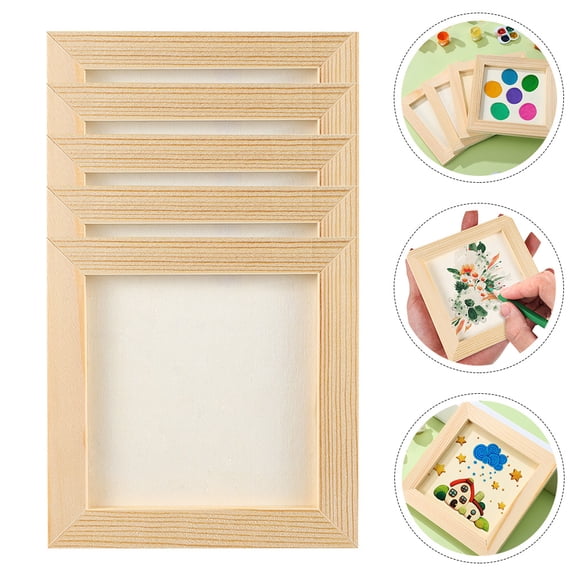 TEHAUX  5 Pcs Square Craft Frames Clay Picture DIY Photo Children's Painting