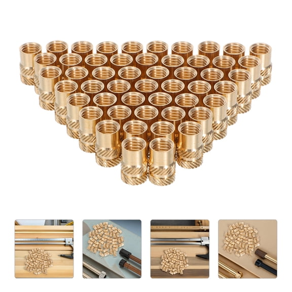 TEHAUX 50Pcs Golden Brass Heat Set Threaded Inserts for 3D Printing and Home Equipment Use