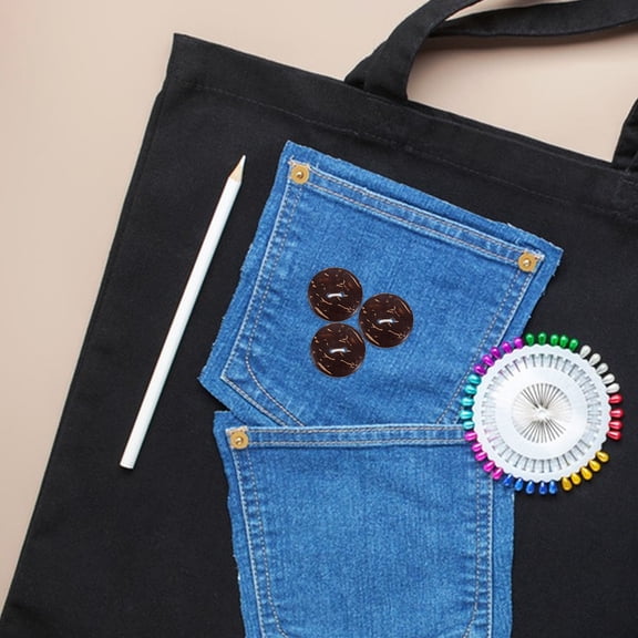 TEHAUX 50Pcs Natural Coconut Shell Buttons for Craft with Double Hole Coffee Color