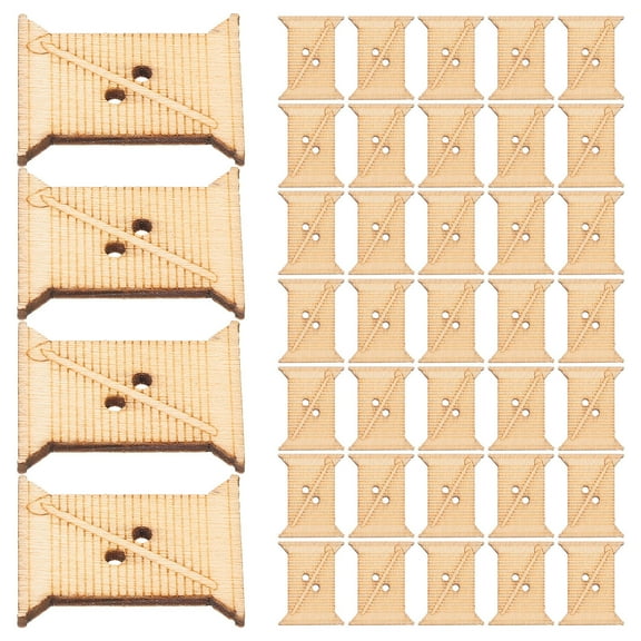 TEHAUX 50Pcs Thread Wind Board Large Yarn Bobbins for Knitting Material Beige Rectangular Shape
