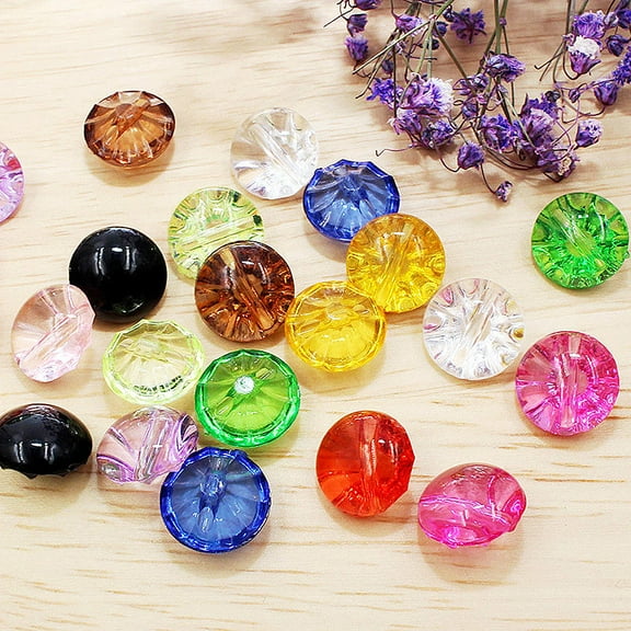 TEHAUX 50Set Diy Fabric Buttons Round Crystal Button for Fashion Design Sewing Project