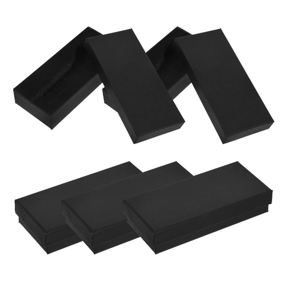 TEHAUX Black Kraft Cardboard Watch Box, Secure Lid, Versatile Jewelry Storage, 5Pcs