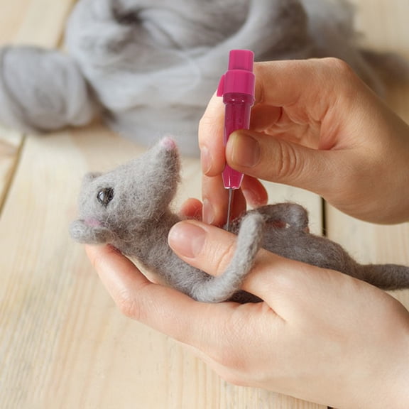 TEHAUX Needle Felting Tools, Rosy Plastic Metal, Ergonomic Grip, Craft Supplies