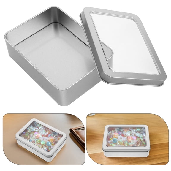 TEHAUX Iron Storage Tins, Rectangular Design, Clear Visibility, 5Pcs