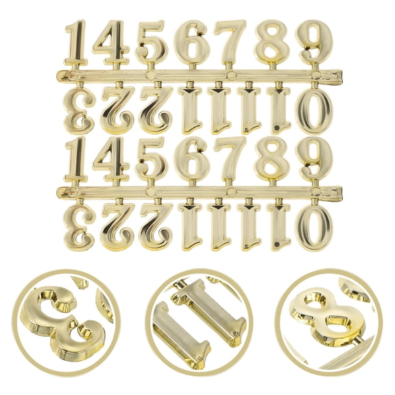 TEHAUX 5Sets Numerals Clock Accessories Set Golden Plastic For Diy Enthusiasts
