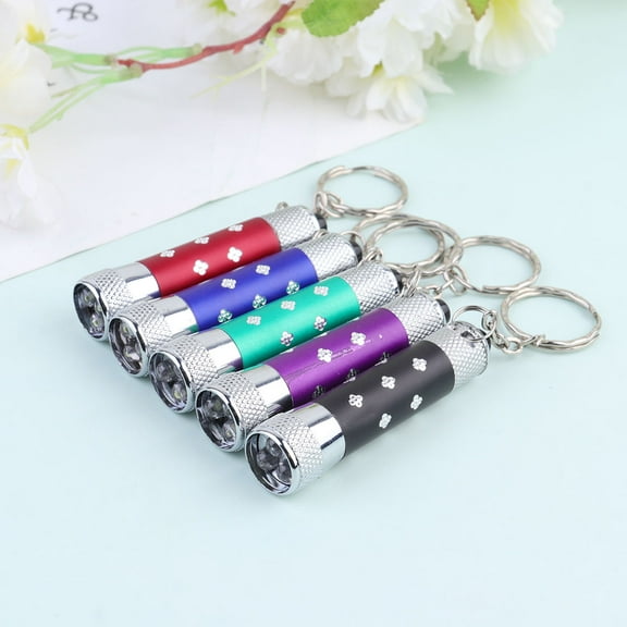 TEHAUX 5pcs Flashlight Keychains Portable Key Holder LED Key Ring Key Decoration Small Gift for Men Women (Red + Purple + Green + Blue + Black)