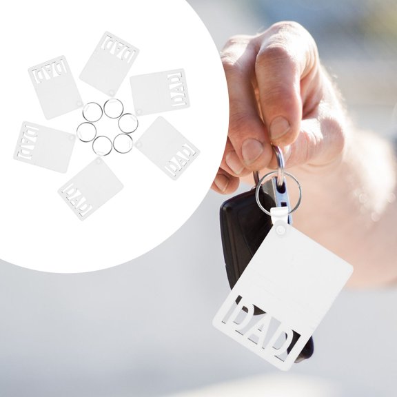 TEHAUX  6 Pcs Sublimation Dad Sign Keyring Double Side Keychain Father Mother