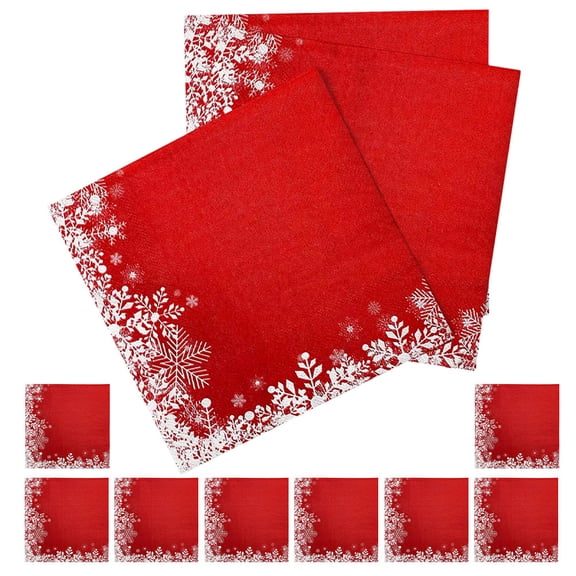 TEHAUX 60Pcs Red Holiday Dinner Napkins Disposable with Pattern for Seasonal Events