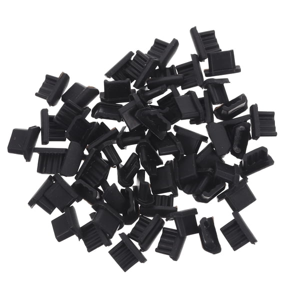 TEHAUX 65Pcs Black Silicone USB Port Dust Plugs Stoppers for Phone Charging and Data Ports