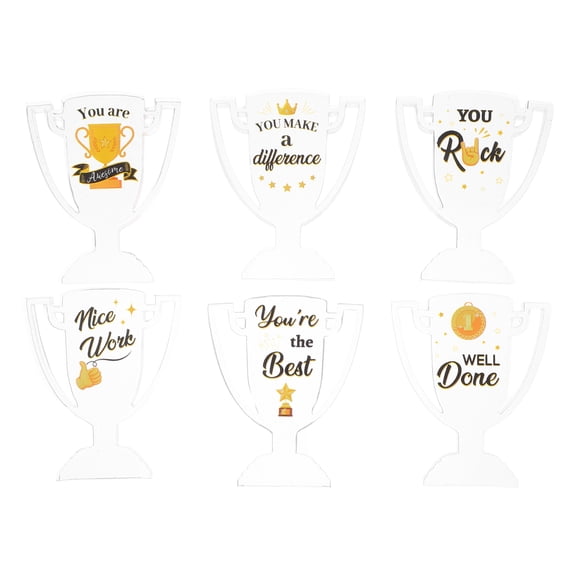 TEHAUX 6Pcs Small Transparent Acrylic T You Plaque Trophies for Employee Recognition and Office Decor
