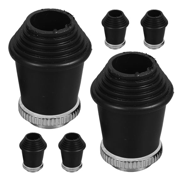 TEHAUX 6Pcs Black Rubber Drum Muffs with Threaded Bass Drum Legs for Shock Absorption and Stability