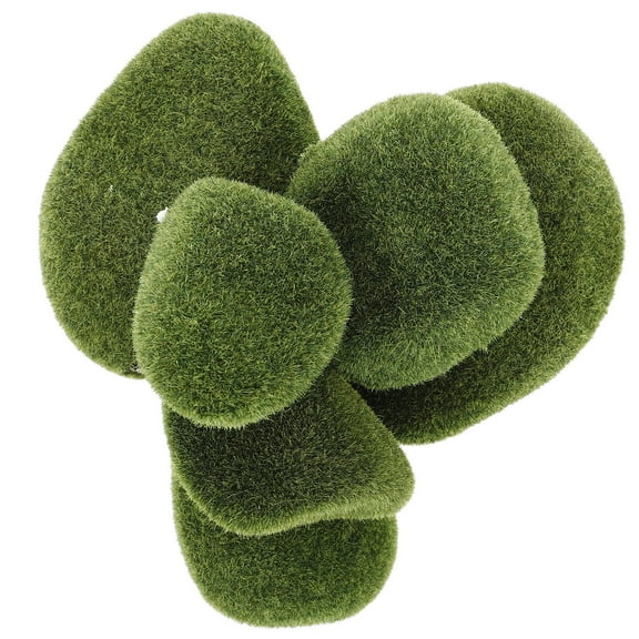 TEHAUX 6-Pack Artificial Mossy Stone Landscape Boulders Dark Green Plastic Garden Decor