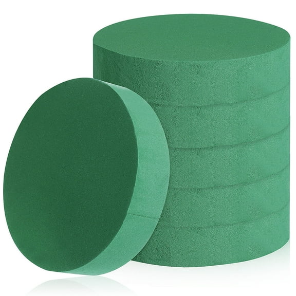 TEHAUX Round Flower Arrangement Clay Green Foam Blocks for Home Decor 6Pcs